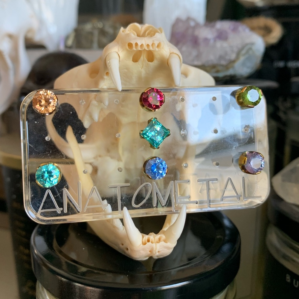 Assorted 14g Custom Anatometal internally-threaded gem ends